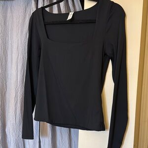 Black Fitted Long Sleeve Blouse